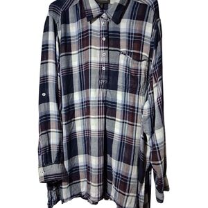 Lane Bryant Women's Plaid Blouse - Navy and White